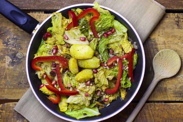 Vegan Recipe - Vegan Stir-Fry with Cabbage, Kale and Potatoes