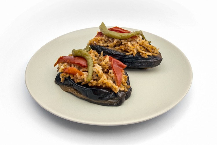Vegan Rice and Tomato Stuffed Eggplant Recipe